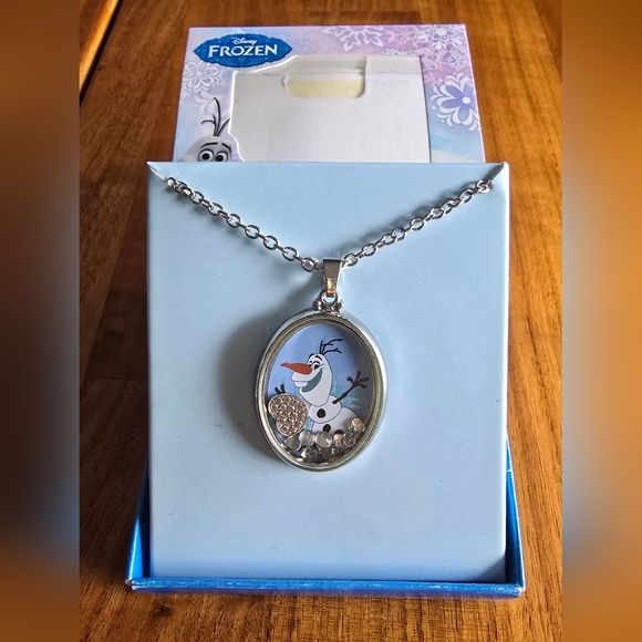 NEW! Disney Frozen Olaf Snowman Shaker Silver Necklace - Picture 1 of 8